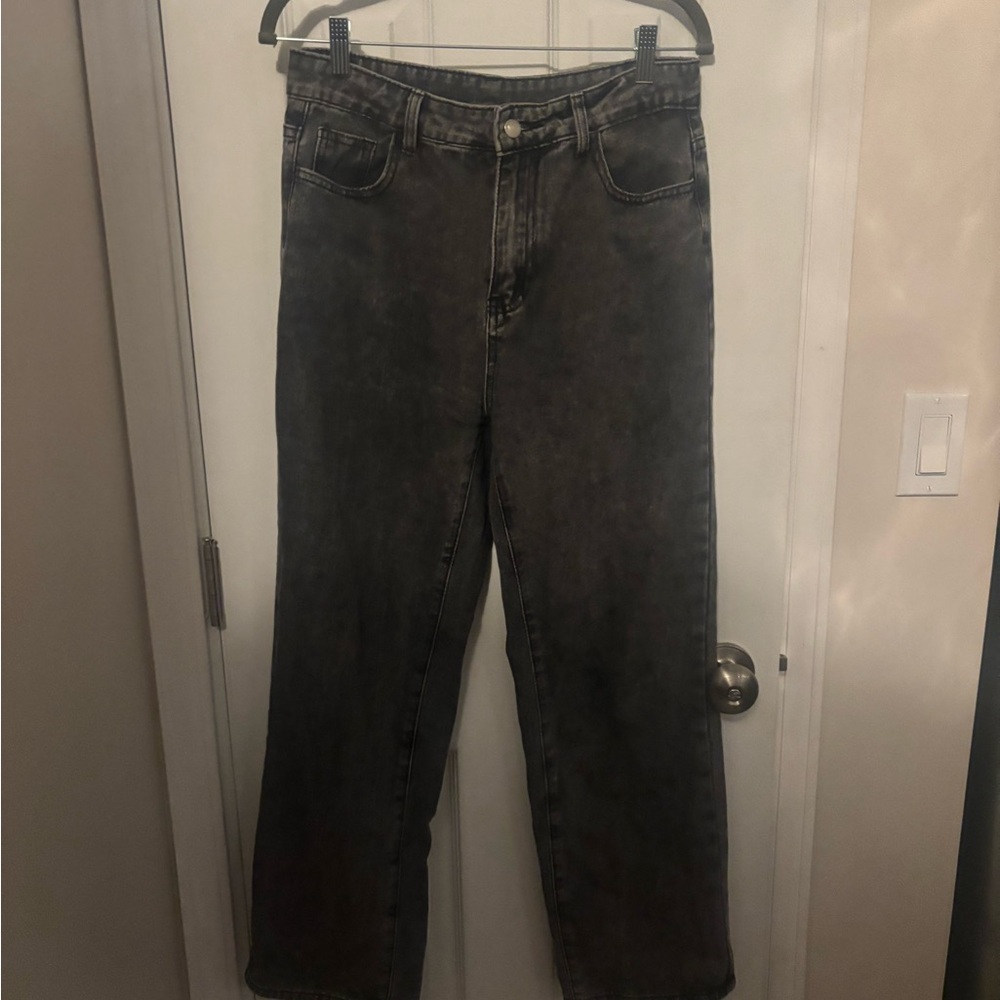 Shein Petite Gray Straight Leg Jeans Petite M